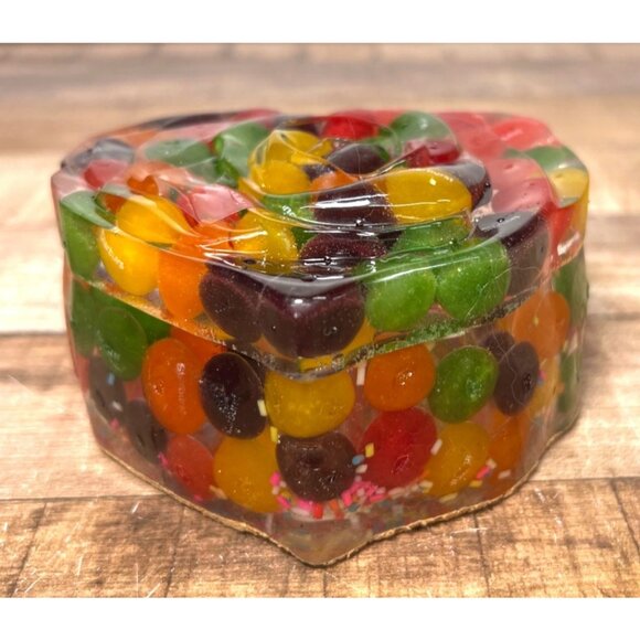 Handcrafted Heart Shaped Jelly Bean Resin Decor Sculpture Art Piece Box - Picture 2 of 5